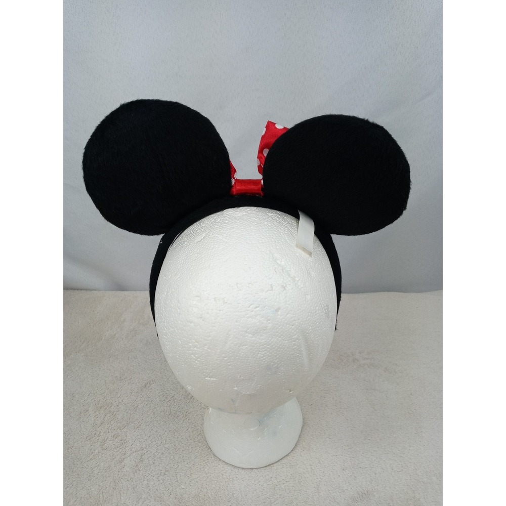 Disney Parks Minnie Mouse Ears Headband Classic Red Polka Dot Bow Plush Ears - Picture 3 of 6